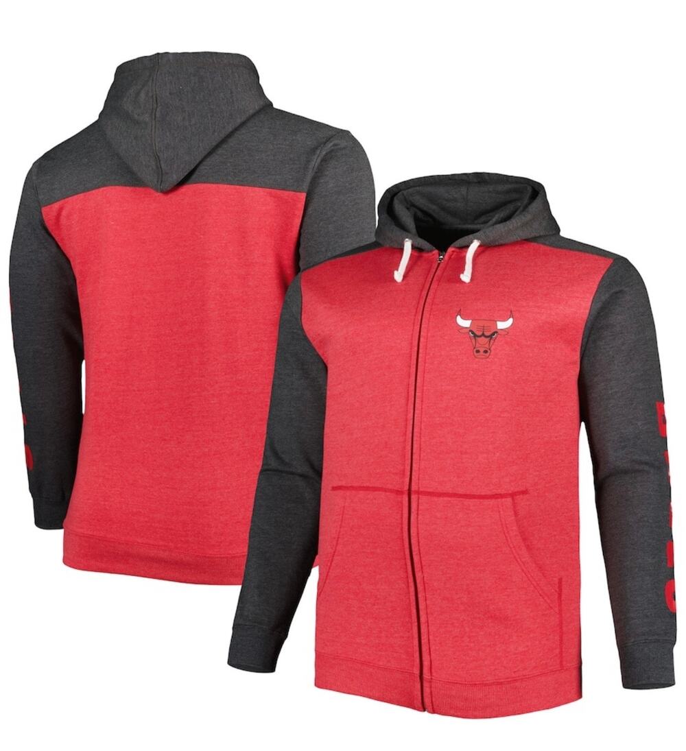 NWT Chicago Bulls Fanatics Big & Tall Full Zip Hoodie 2XLT Red Black NBA